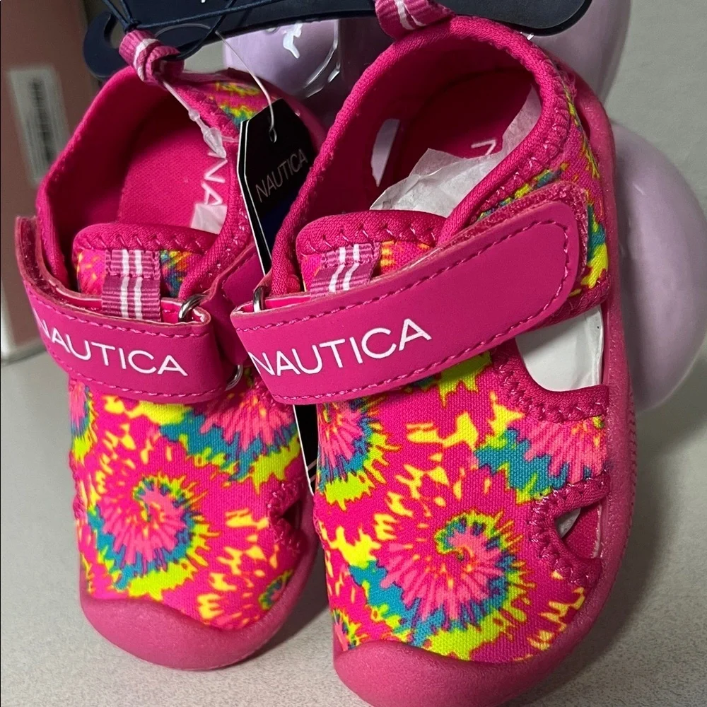 Nautica Kids Pink and Yellow Tie-Dye Water Shoes